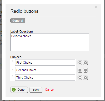 Choices field choice options